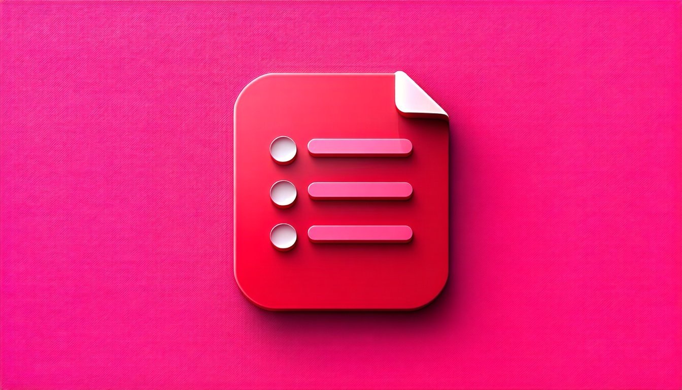 The icon features a sleek design embodying a stylized representation of a bulleted list with a subtle texture that gives it depth The vibrant shade of ff3a5c a bold pinkishred dominates the icon drawing attention and conveying a sense of urgency and-1