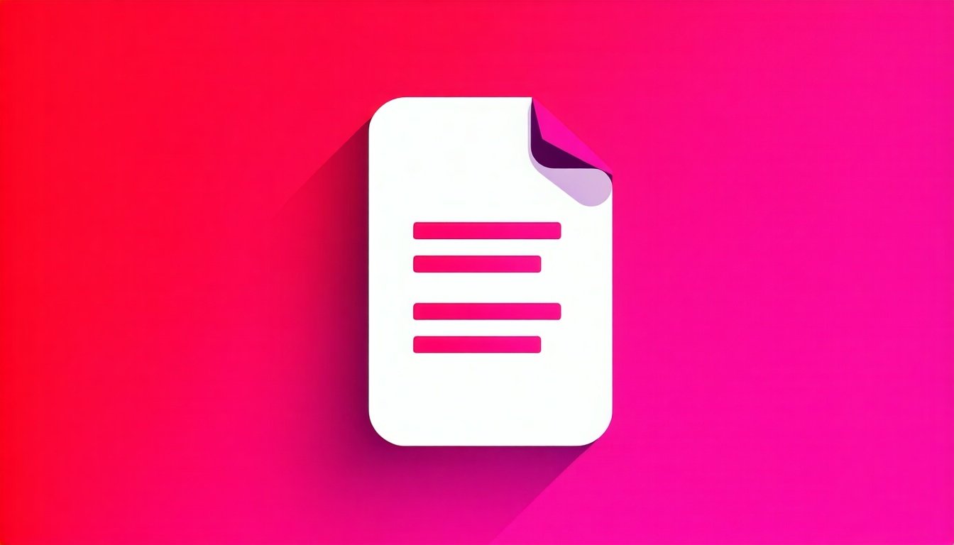 The icon features a sleek design embodying a stylized representation of a onepager document with a subtle texture that gives it depth The vibrant shade of ff3a5c a bold pinkishred dominates the icon drawing attention and conveying a sense of urgency