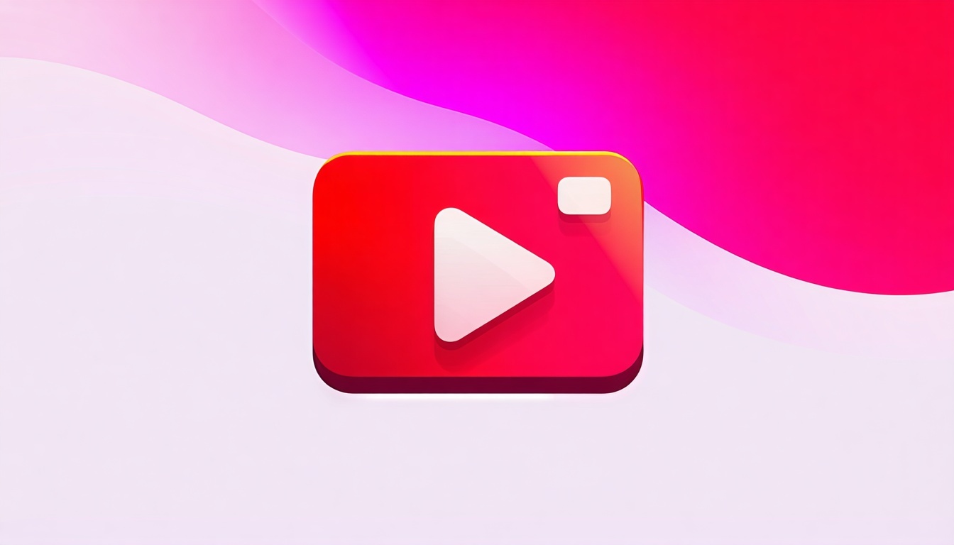 The icon features a sleek design embodying a stylized representation of a product overview video with a subtle texture that gives it depth The vibrant shade of ff3a5c a bold pinkishred dominates the icon drawing attention and conveying a sense of urg-2